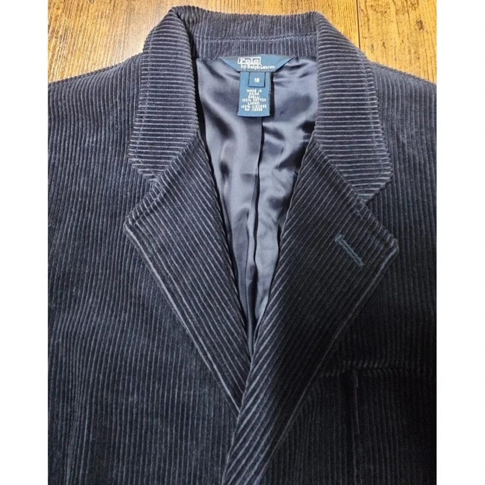 Polo Ralph Lauren Corduroy Blazer Jacket  Youth 18 Navy Blue Cotton Sport Coat